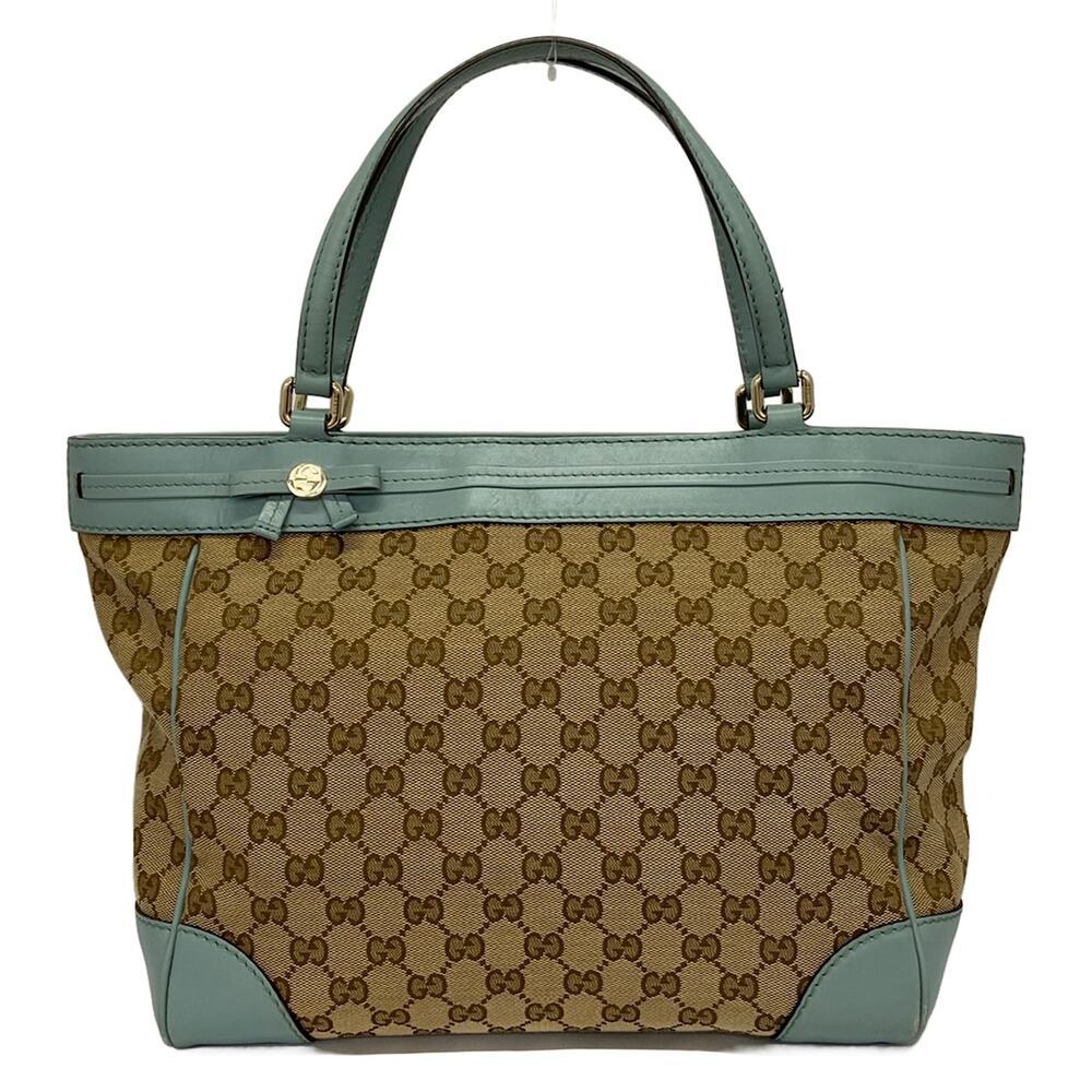 Gucci Mayfair GG Tote Bag 257061 Beige Brown Blue Gray Jacquard Leather